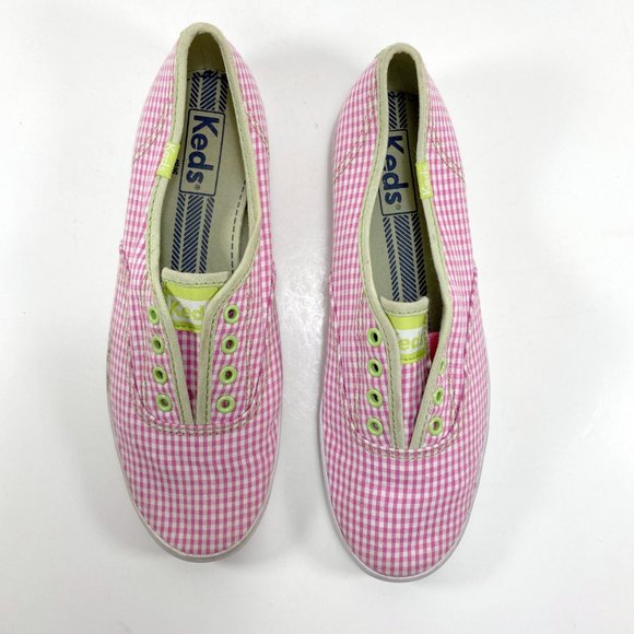 Keds Shoes Keds Pink White Gingham Check Canvas Tennis Shoes Rubber